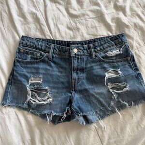Lucky Brand Distressed Dark Blue Denim Shorts